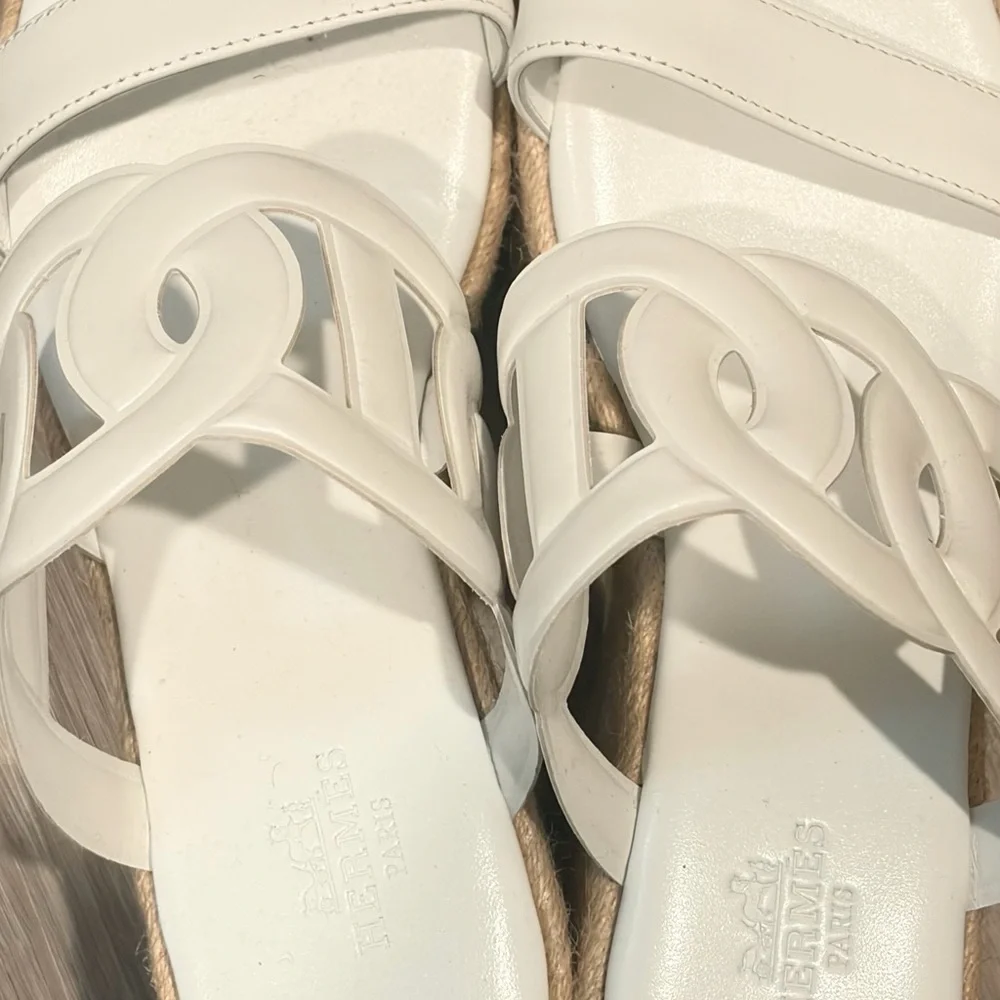 Hermes white sandals